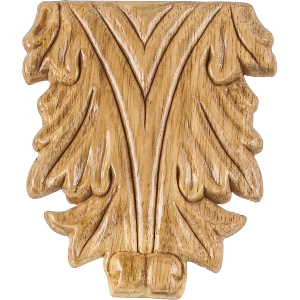 Hardware Resources 3-5/8 Wx5/16Dx4-1/4H Pressed Rubberwood Acanthus Applique PAPL-13RW - main